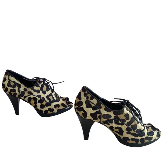 Van Eli Brown Leopard Print Fur Open Toe Booties - Picture 4 of 10